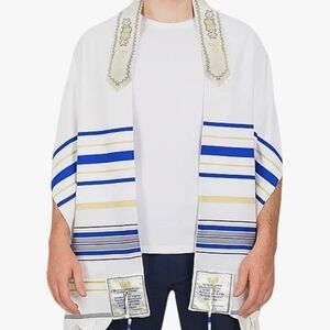 White and Blue Striped Prayer Shawl